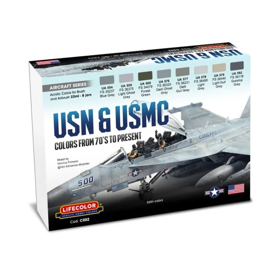 USN & USMC Colors From 70'S To Present 8 x 22 ml - Lifecolor CE02