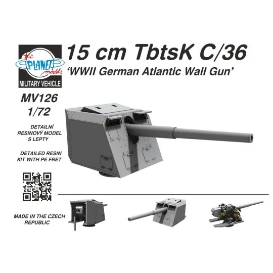 15 cm TbtsK C/36 WWII German Atlantic Wall Gun, 1/72 - Planet Model...