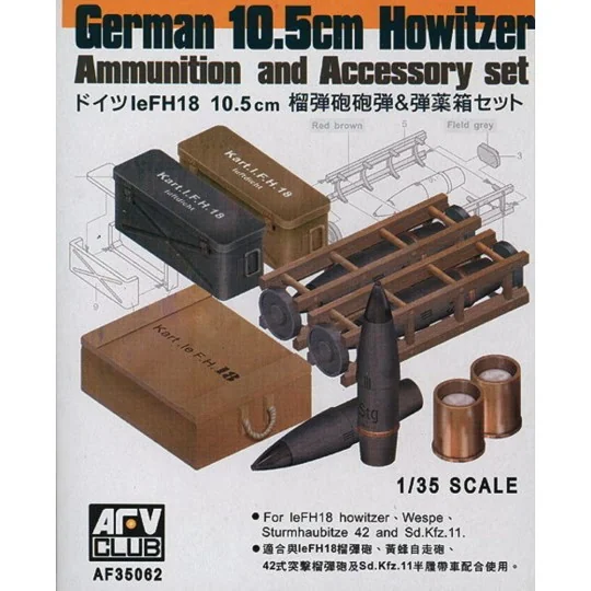10, 5 cm LeFH18 AMMO SET, 1/35 - AFV-Club AF35062