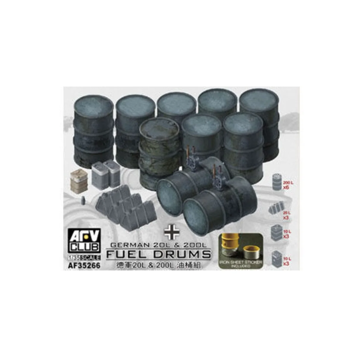 German 20L & 200L Fuel Drums, 1/35 - AFV-Club AF35266