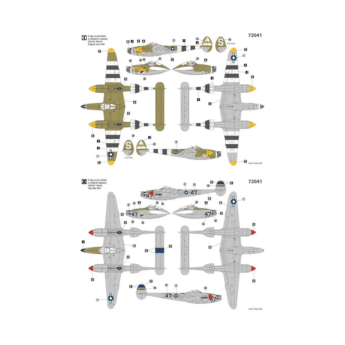 P-38J Lightning - Europe 1944, 1/72 - Hobby 2000 72041