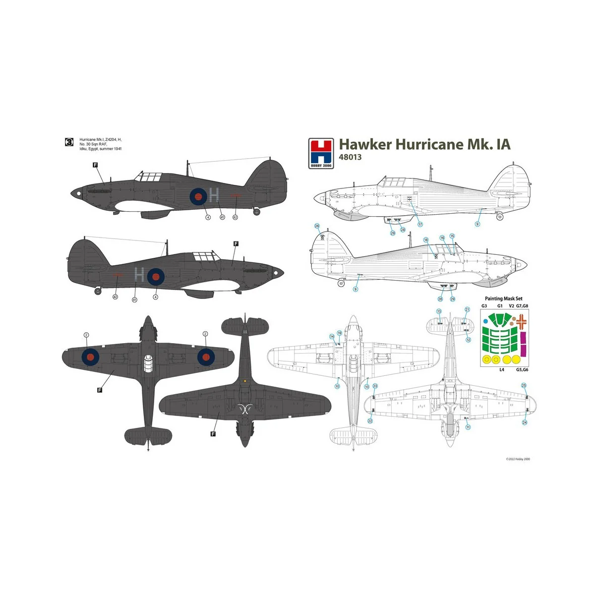 Hawker Hurricane Mk.IA, 1/48 - Hobby 2000 48013