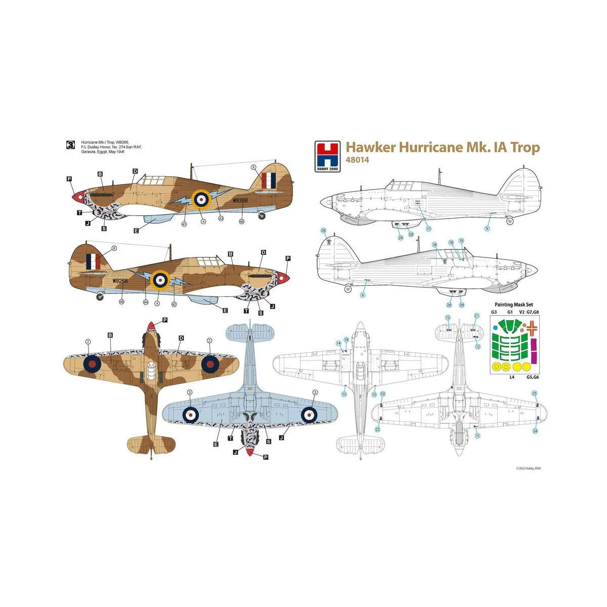 Hawker Hurricane Mk.IA Trop, 1/48 - Hobby 2000 48014