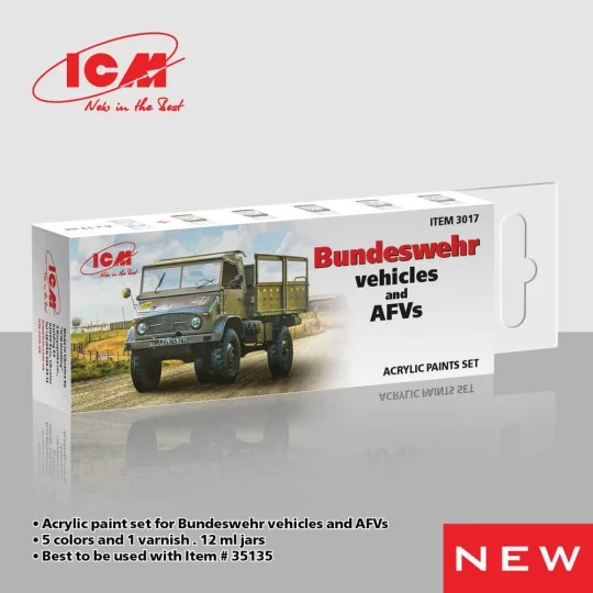 Acrylic Paint Set for German military trucks 6 x 12 ml - ICM 3017