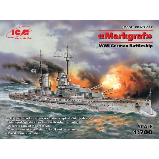 Markgraf (full hull & waterline) WWI German Battleship, 1/700 - ICM...