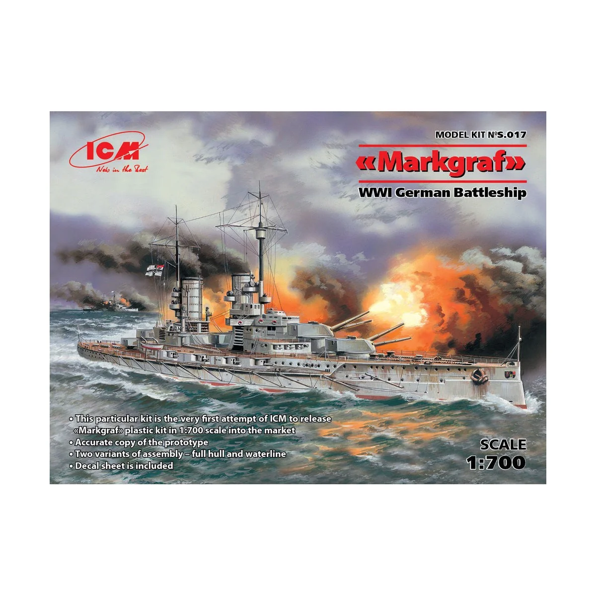 Markgraf (full hull & waterline) WWI German Battleship, 1/700 - ICM...