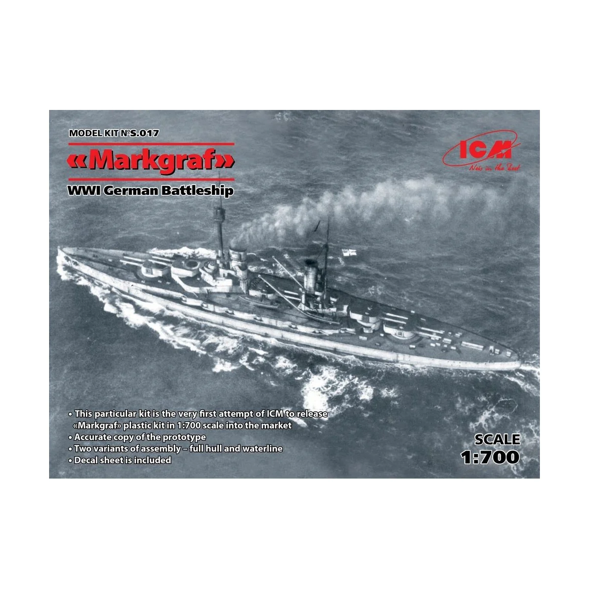 Markgraf (full hull & waterline) WWI German Battleship, 1/700 - ICM...
