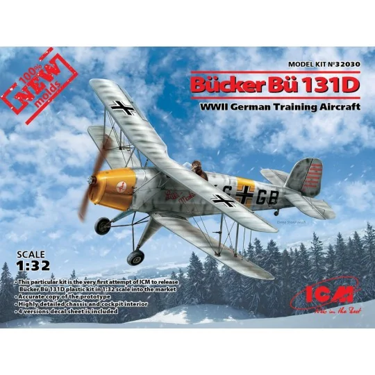 Bücker Bü 131D, WWII German Training Aircraft(100% new molds), 1/32...