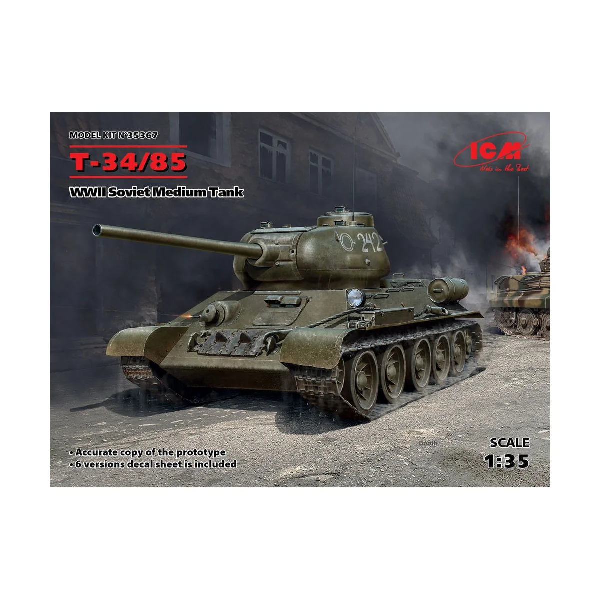 T-34-85, WWII Soviet Medium Tank, 1/35 - ICM 35367