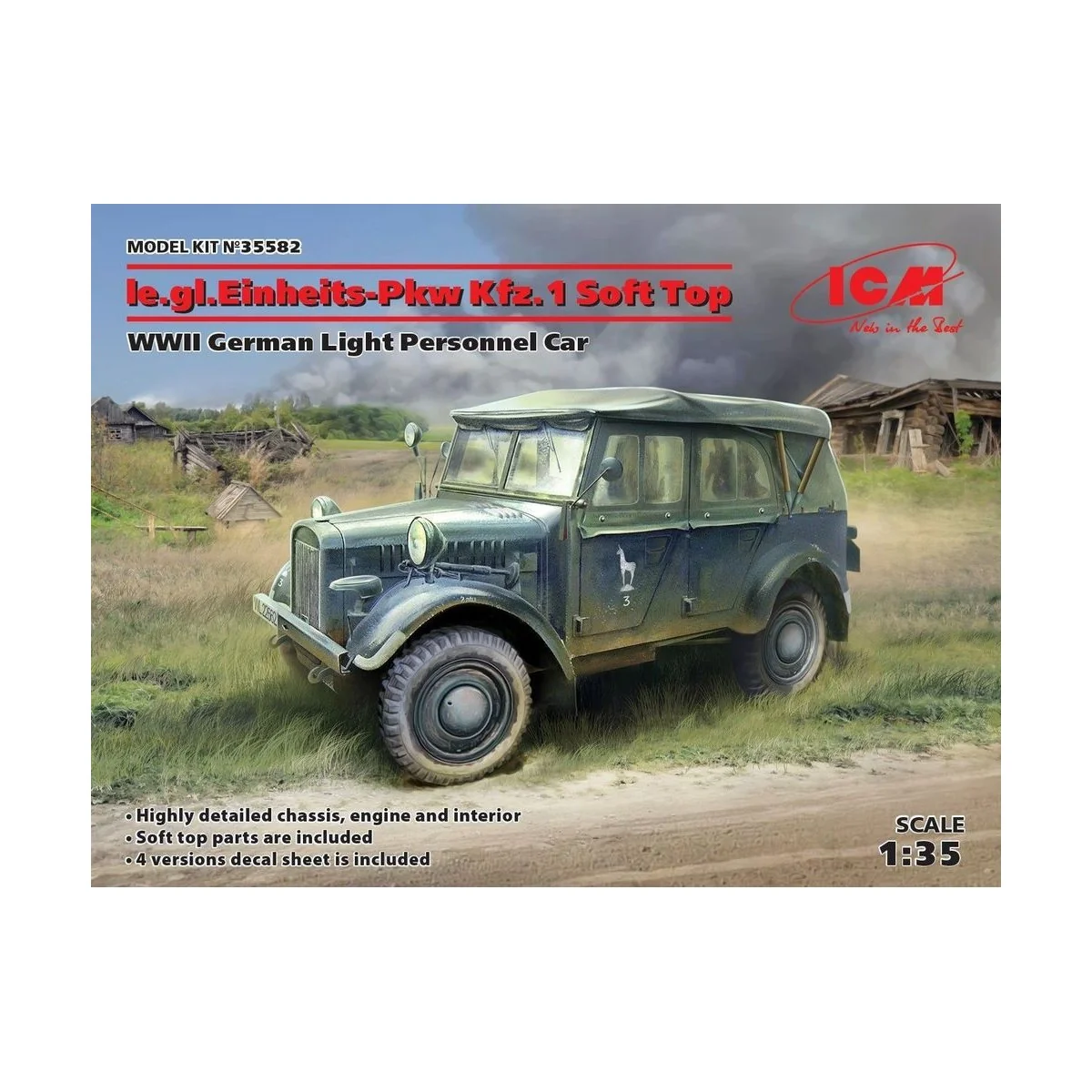 le.gl.Einheitz-Pkw Kfz.1 Soft Top, WWII German Light Personnel Car,...