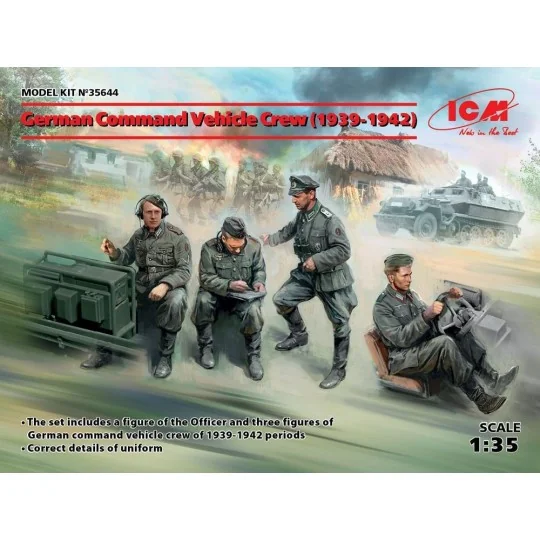 German Command Vehicle Crew (1939-1942) (4 figures), 1/35 - ICM 35644