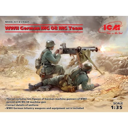 WWII German MG08 MG Team (2 figures), 1/35 - ICM 35645