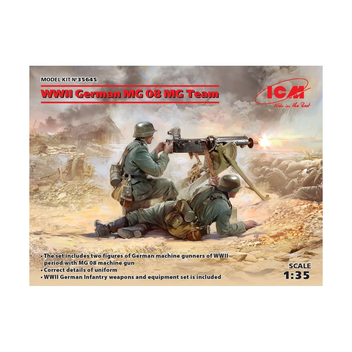 WWII German MG08 MG Team (2 figures), 1/35 - ICM 35645
