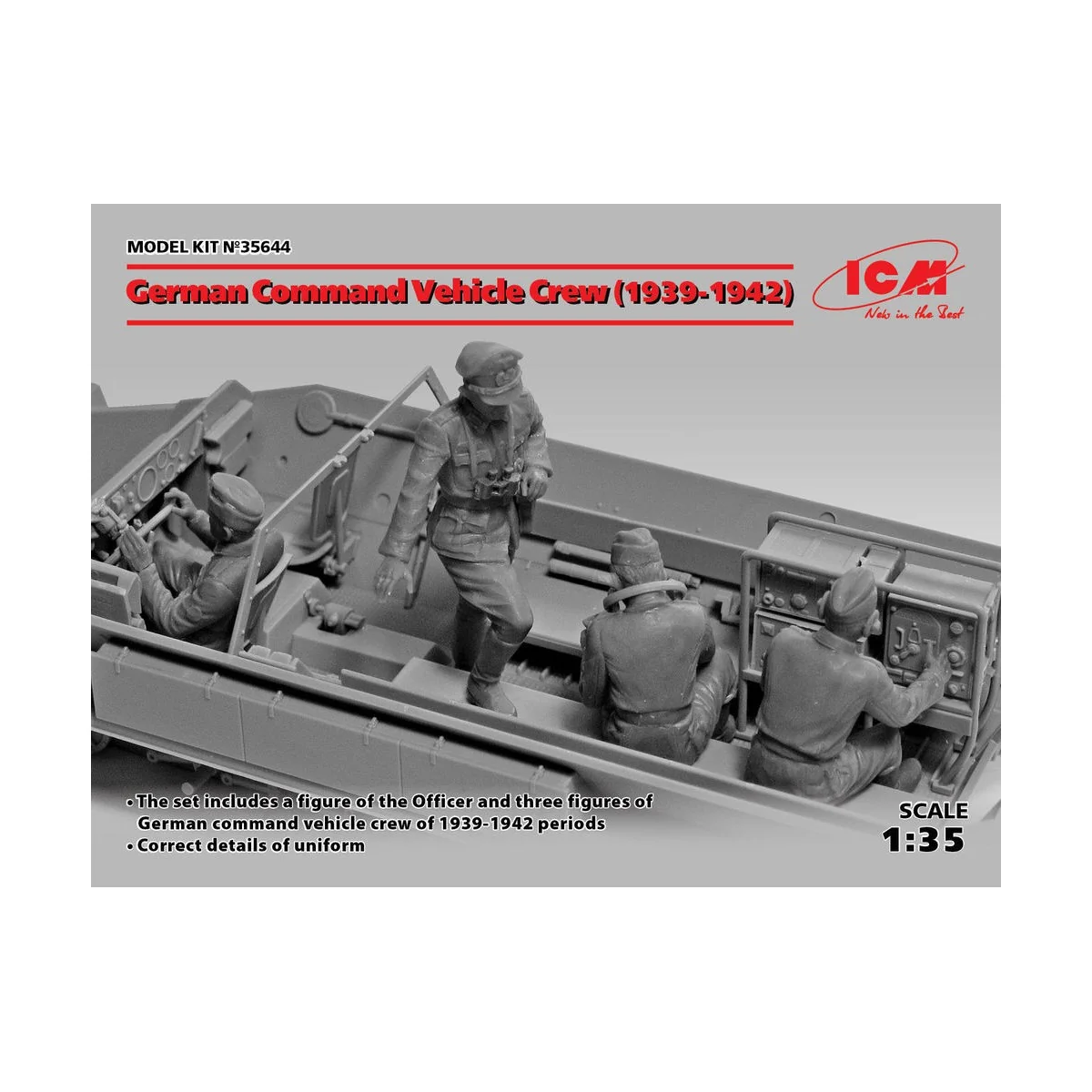 German Command Vehicle Crew (1939-1942) (4 figures), 1/35 - ICM 35644