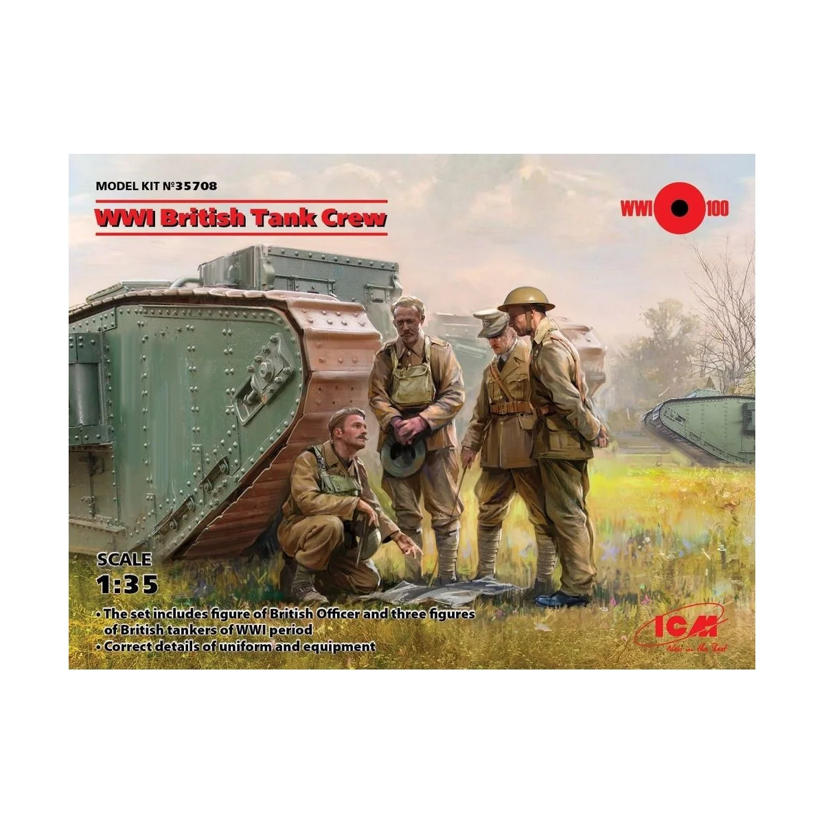 WWI British Tank Crew (4 figures), 1/35 - ICM 35708