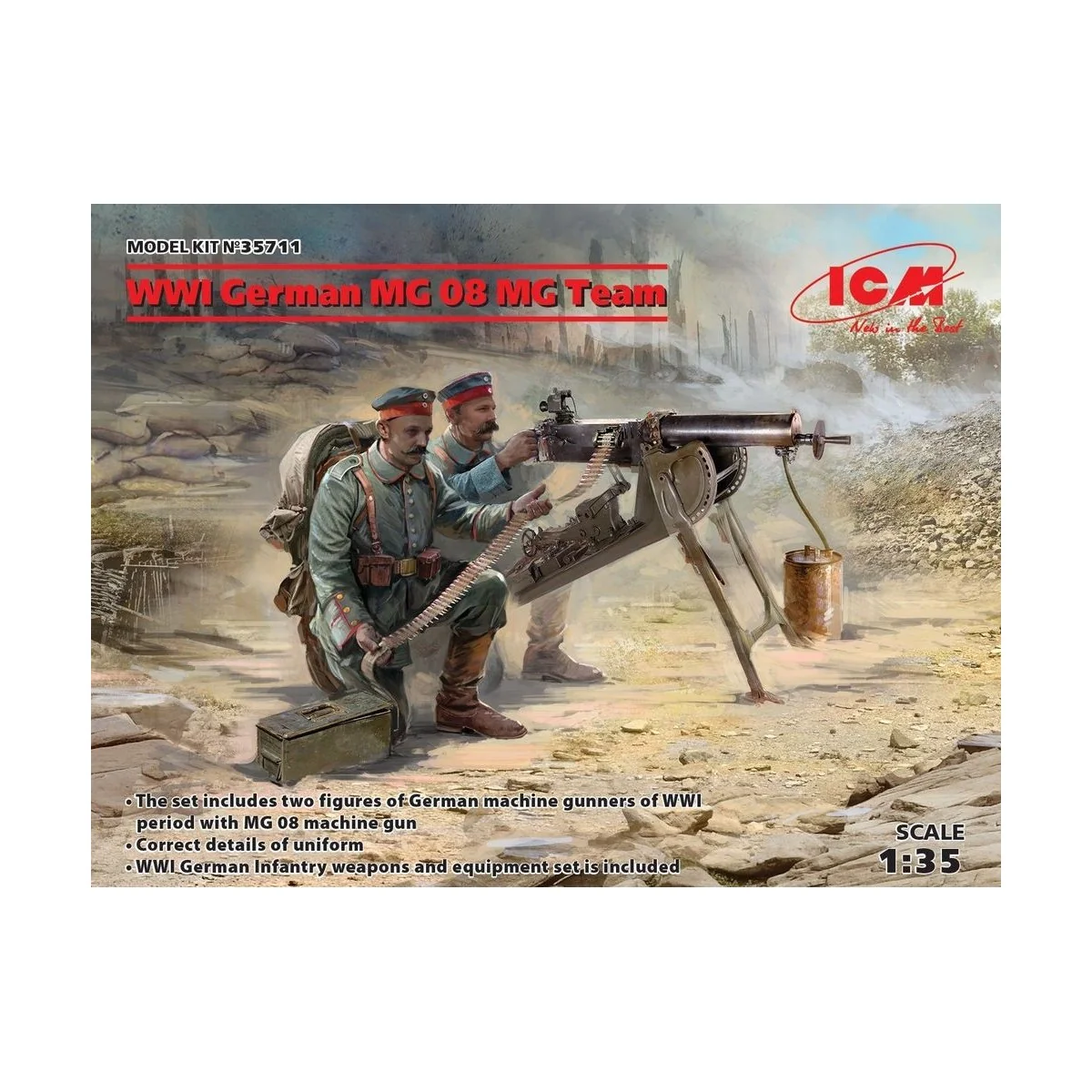 WWI German MG08 MG Team (2 figures), 1/35 - ICM 35711