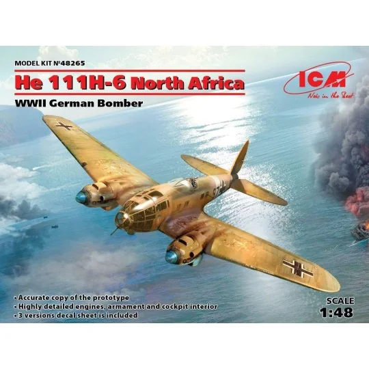 He 111H-6 North Africa, WWII German Bombe Limited, 1/48 - ICM 48265