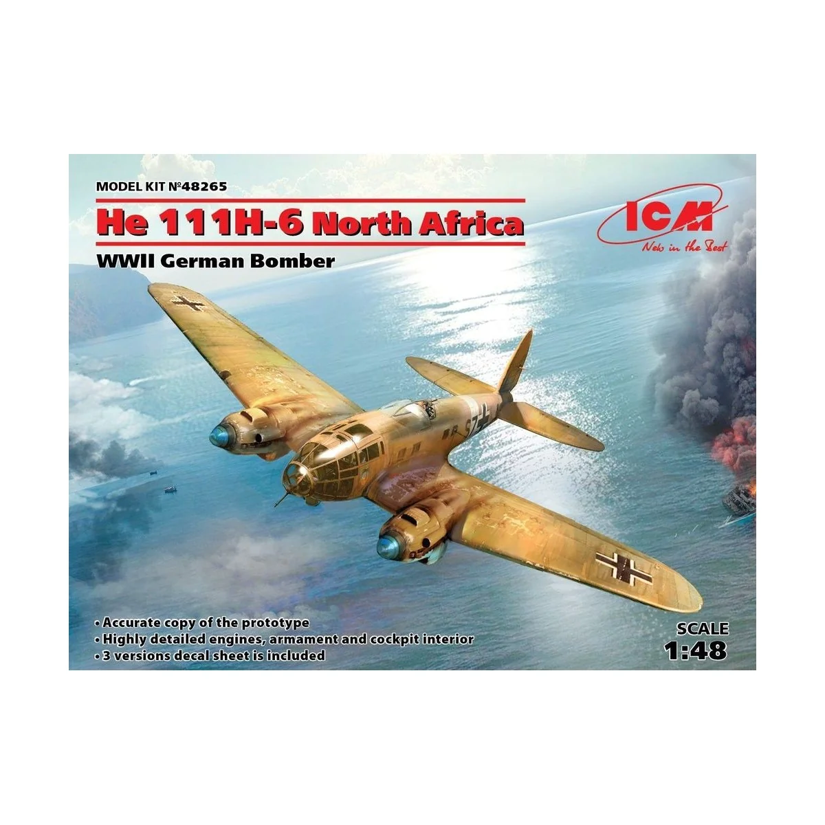 He 111H-6 North Africa, WWII German Bombe Limited, 1/48 - ICM 48265