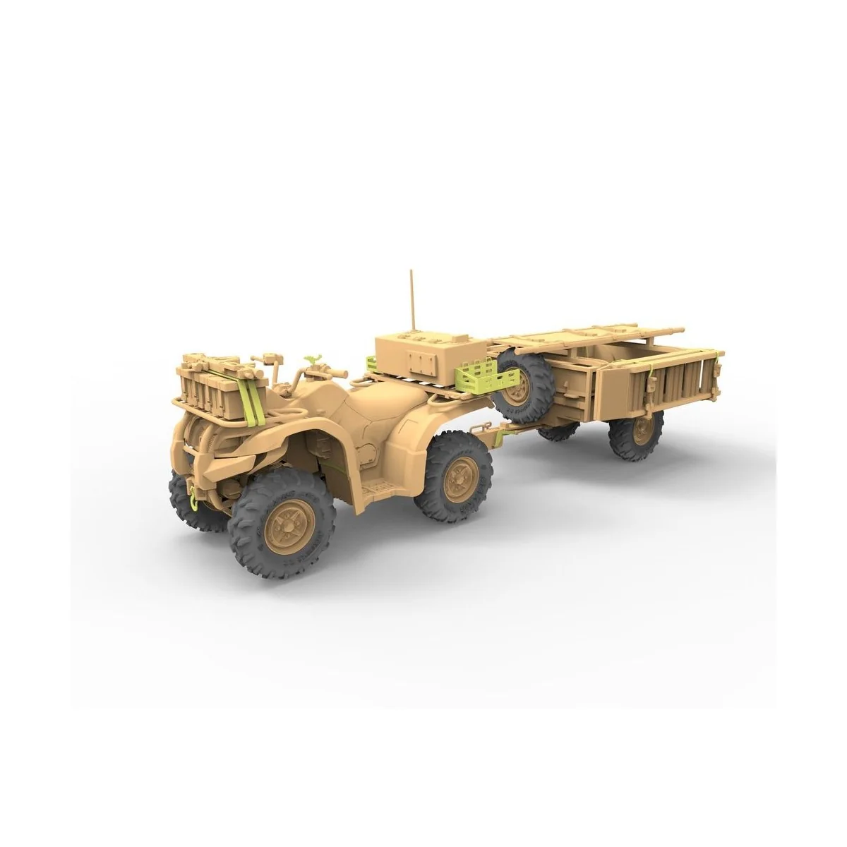 British Army ATV Quad Bike and Trailer w/Soldier, 1/35 - Bronco Mod...