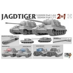 JAGDTIGER (2in1) 128MM Pak L66, 88MM Pak L71, 1/35 - Takom TAK8008 2