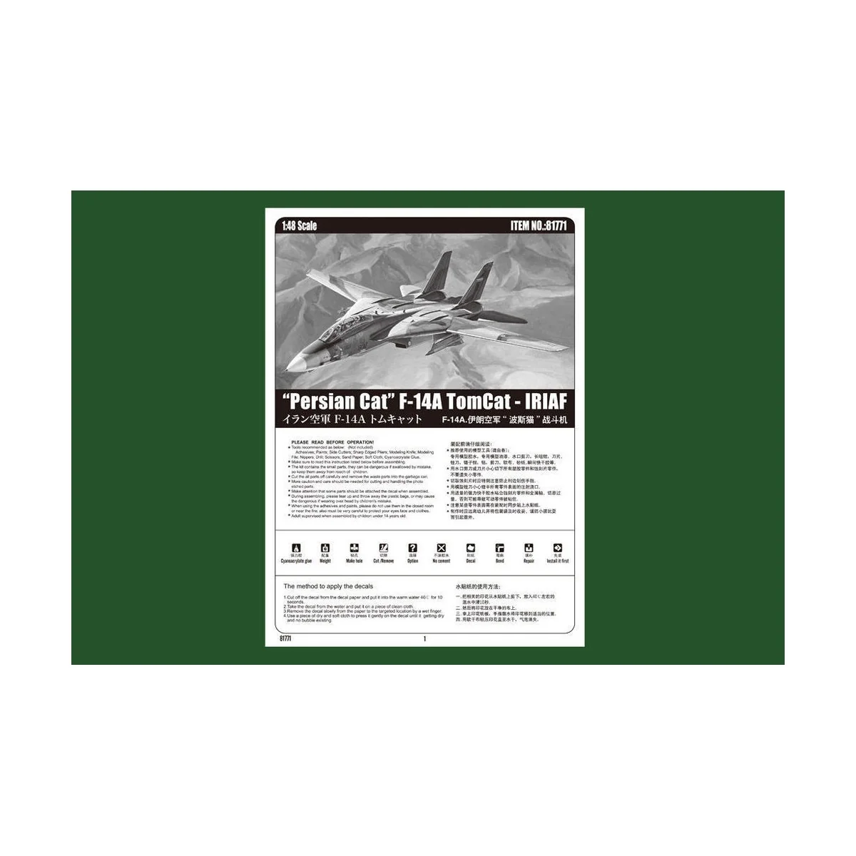 Persian Cat F-14A TomCat-IRIAF, 1/48 - Hobby Boss 81771