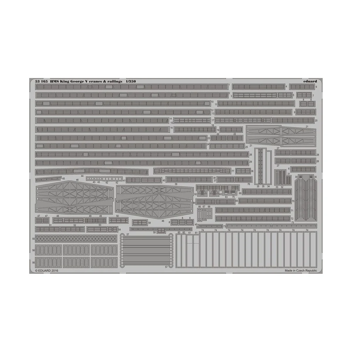 HMS King GeorgeV cranes&railings f.Tamiy, 1/72 - Eduard Accessories... HMS King GeorgeV cranes&railings f.Tamiy, 1/72 - Eduard Accessories...