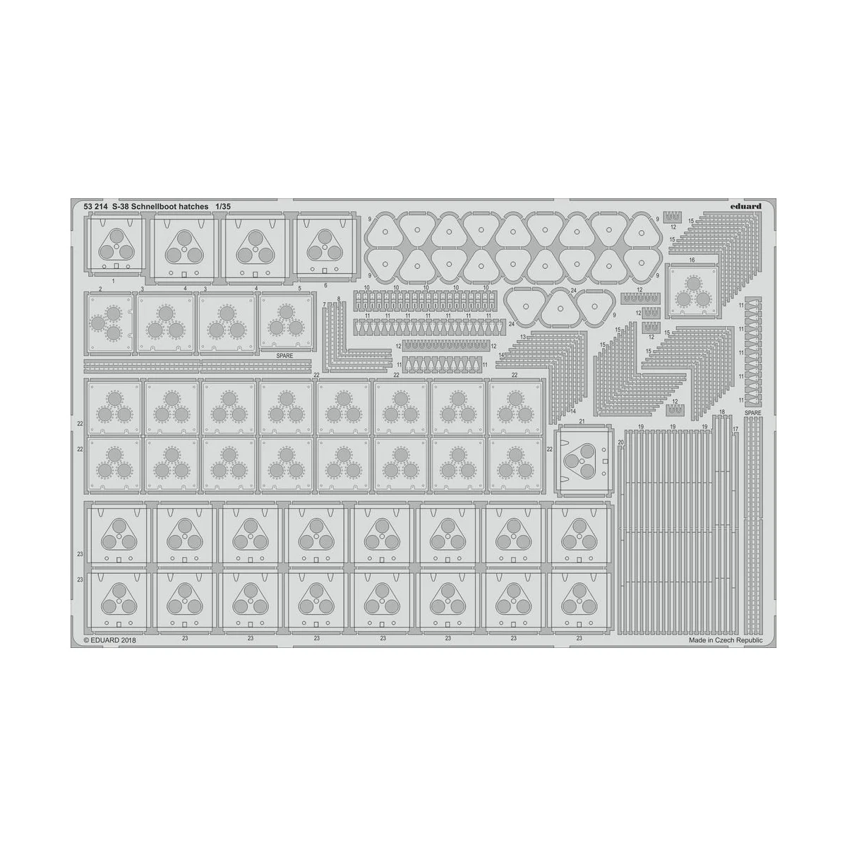 S-38 Schnellboot hatches for Italeri, 1/35 - Eduard Accessories 53214 S-38 Schnellboot hatches for Italeri, 1/35 - Eduard Accessories 53214