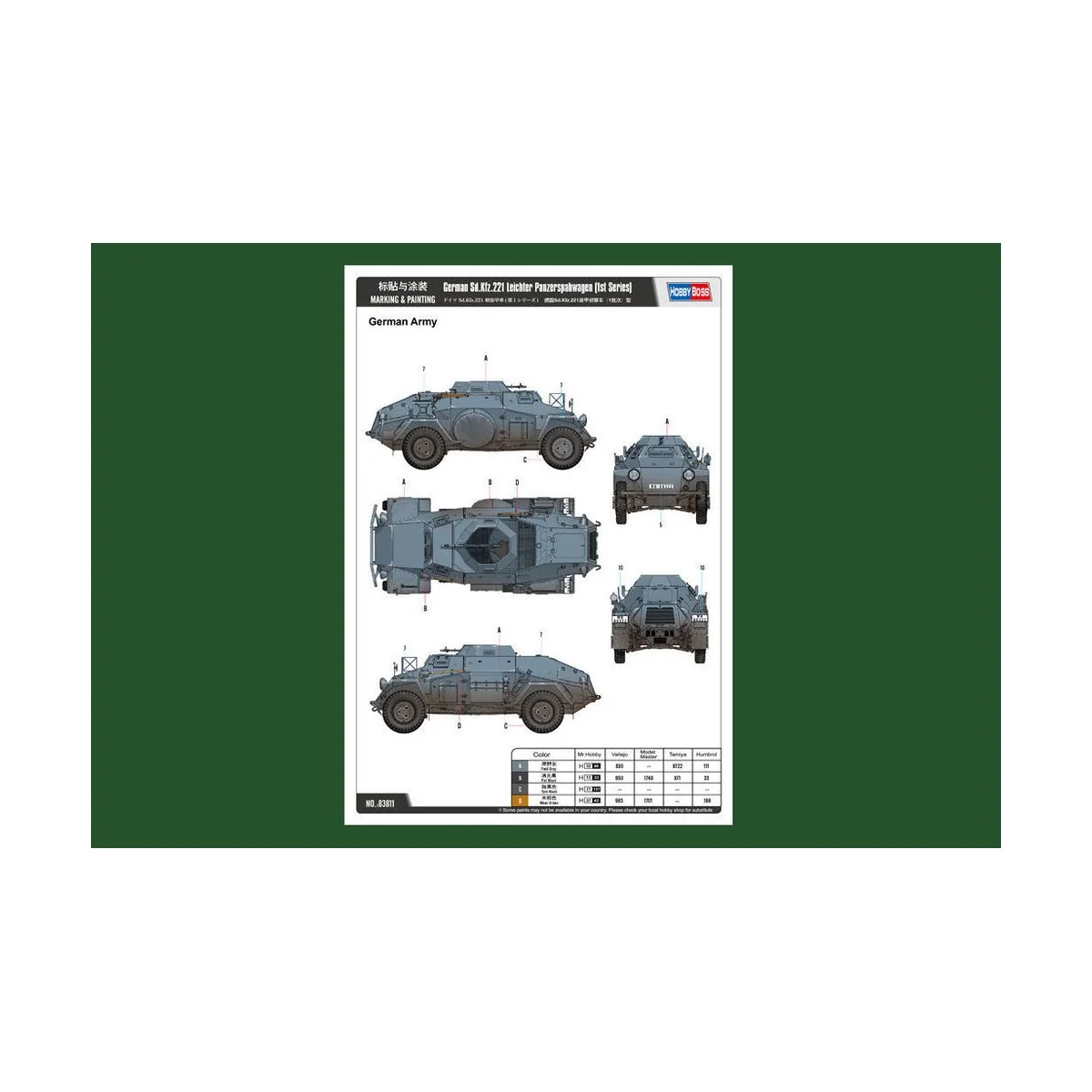 German Sd.Kfz.221 Leichter Panzerspahwag, 1/35 - Hobby Boss 83811