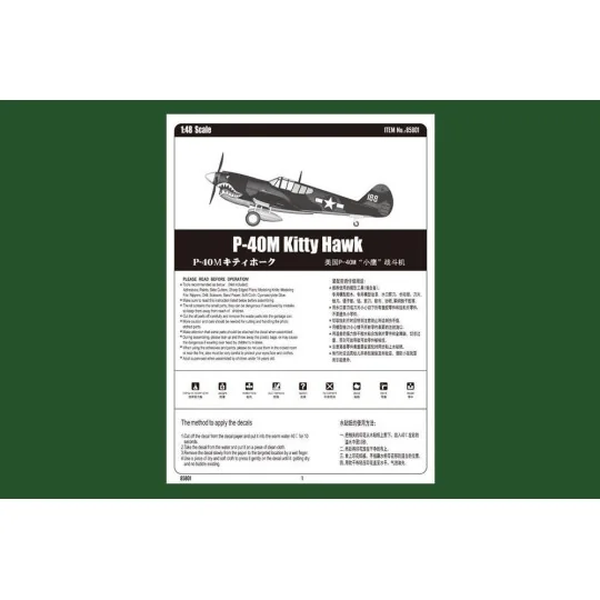 P-40E Kitty Hawk Fighter, 1/48 - Hobby Boss 85801