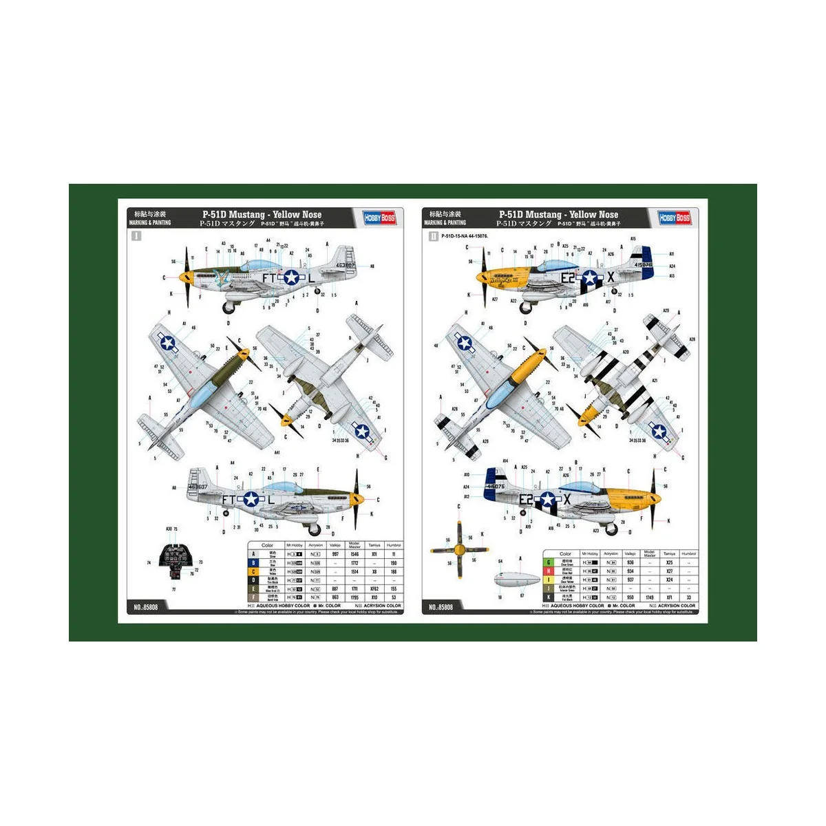 P-51D Mustang-Yellow Nose, 1/48 - Hobby Boss 85808