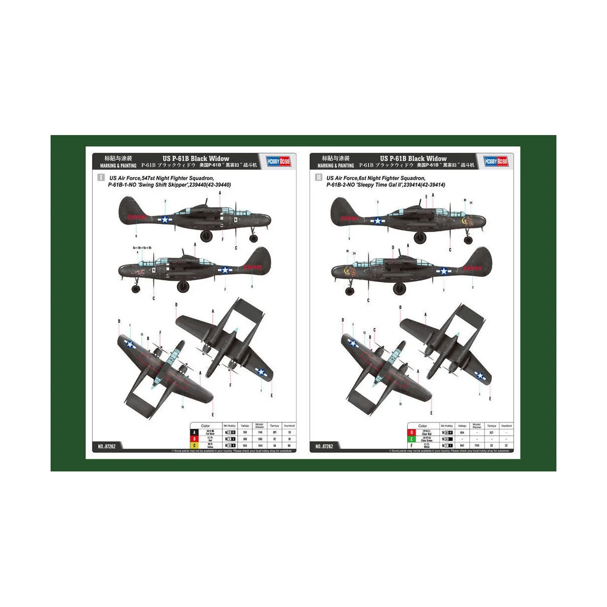 US P-61B Black Widow, 1/72 - Hobby Boss 87262