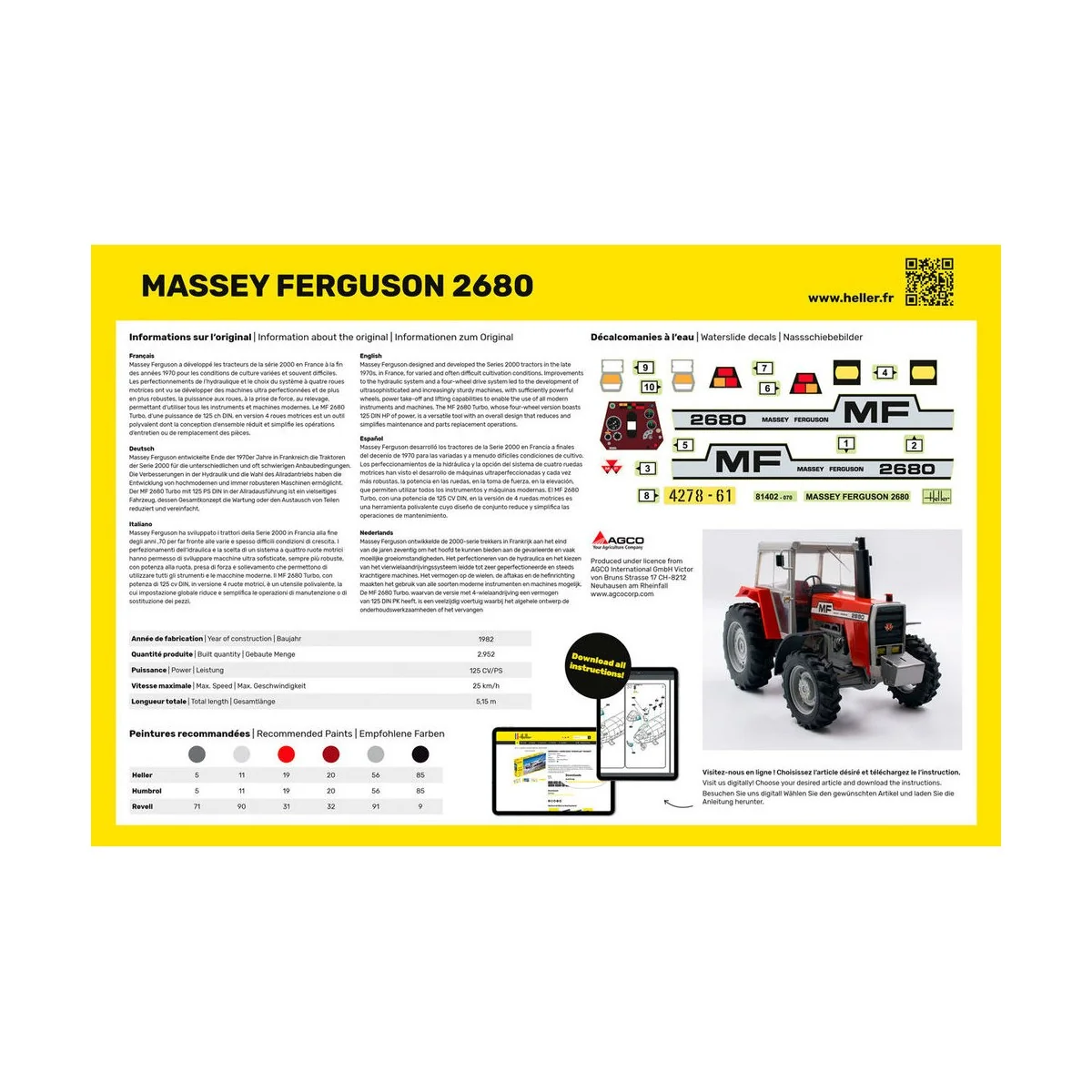 STARTER KIT Massey Ferguson 2680, 1/24 - Heller 57402