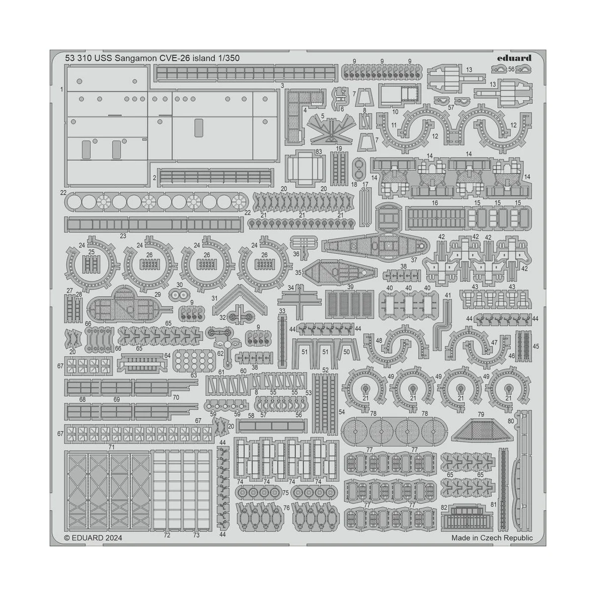 USS Sangamon CVE-26 island TRUMPETER, 1/350 - Eduard Accessories 53310