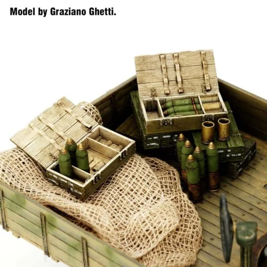 Italian 100/7 100mm Ammunition with wooden crates set-WWII, 1/35 - ...