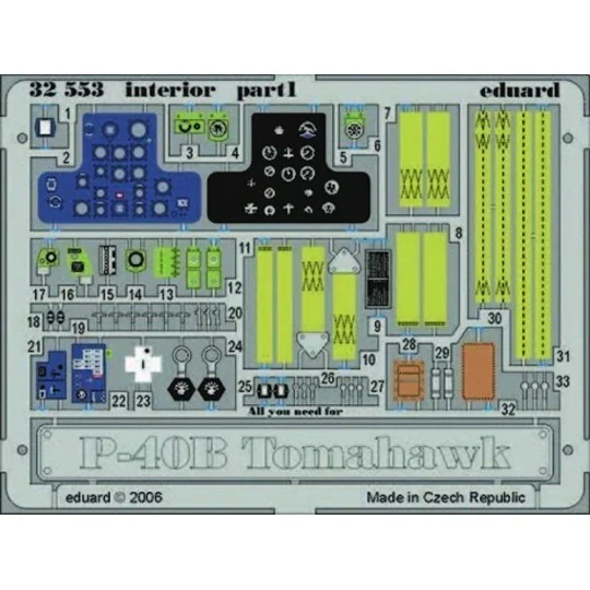 P-40B Tomahawk interior für Trumpeter Bausatz, 1/32 - Eduard Access...