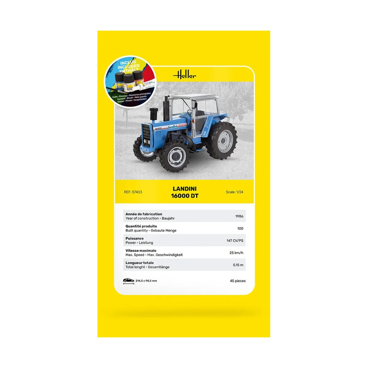 STARTER KIT Landini 16000 DT, 1/24 - Heller 57403