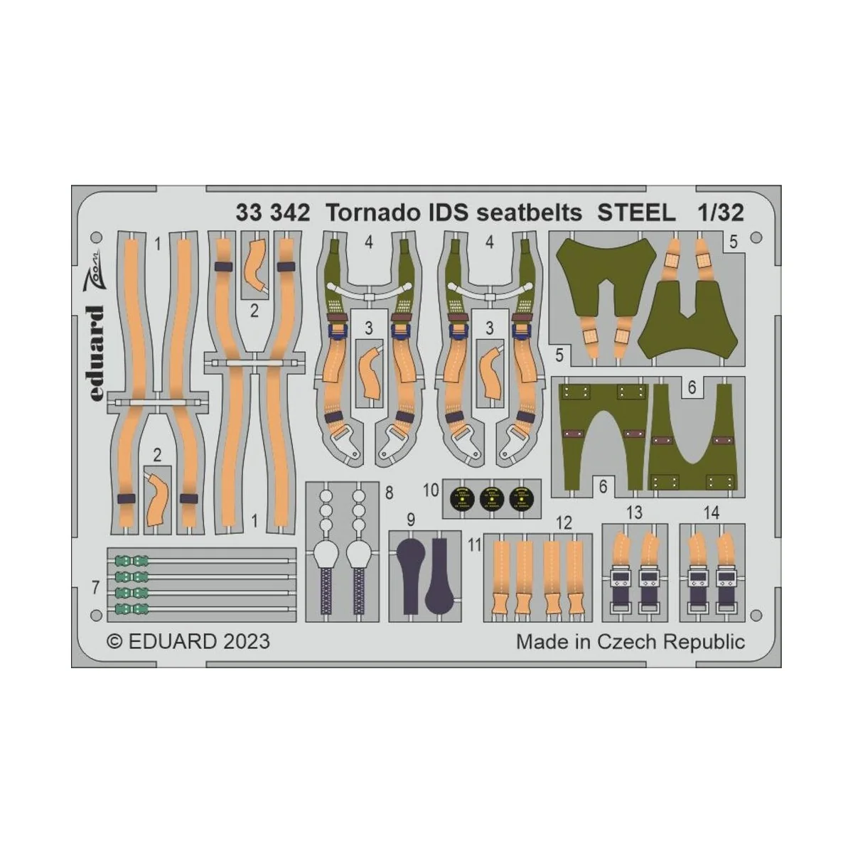 Tornado GR.1 seatbelts STEEL for Italeri, 1/32 - Eduard Accessories...