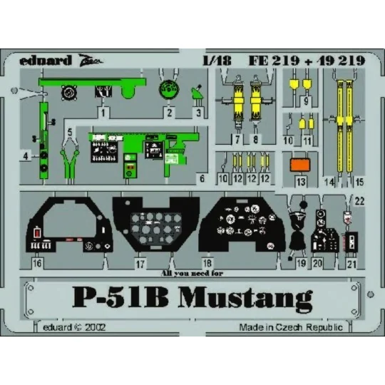 P-51B Mustang für Tamiya Bausatz, 1/48 - Eduard Accessories 49219