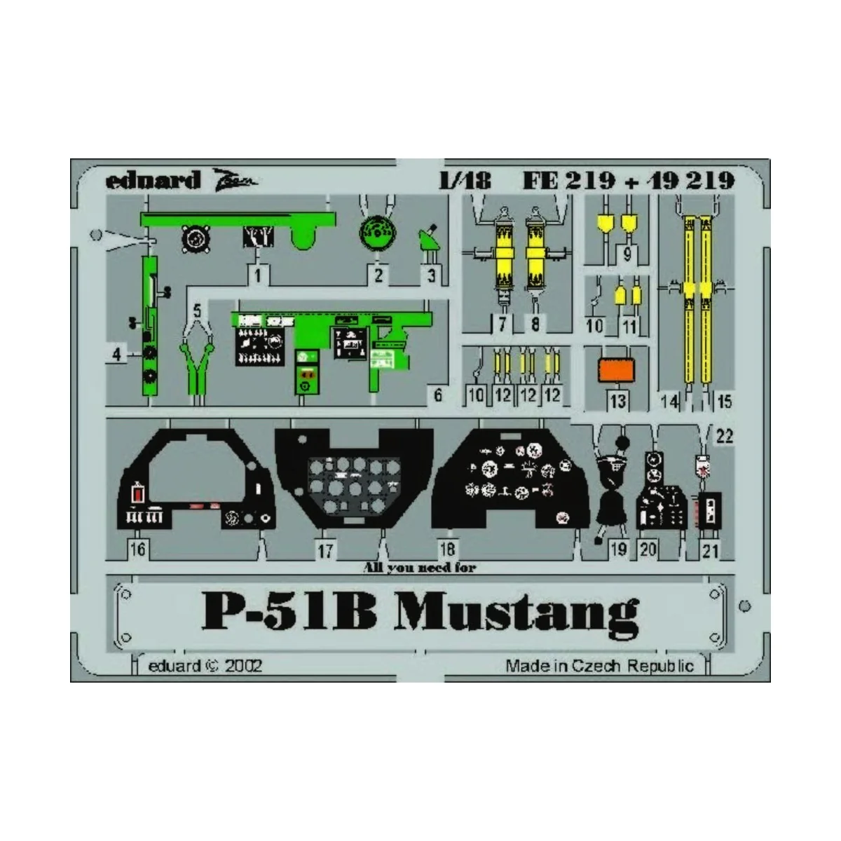 P-51B Mustang für Tamiya Bausatz, 1/48 - Eduard Accessories 49219