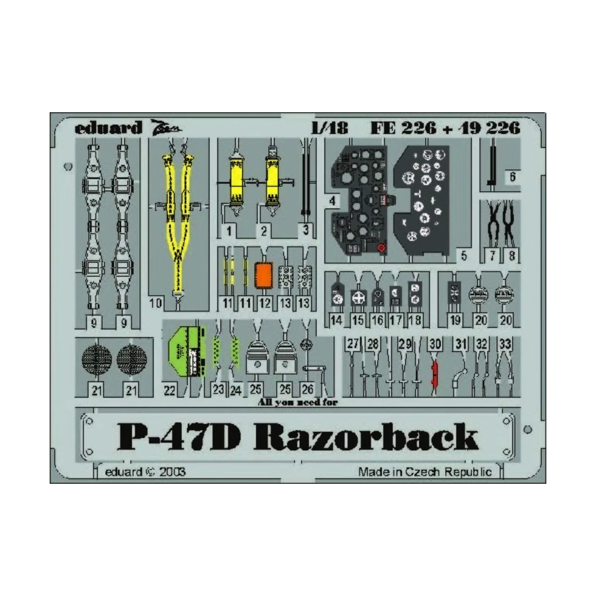 P-47D Razorback für Tamiya Bausatz, 1/48 - Eduard Accessories 49226