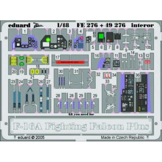 F-16A Plus Fighting Falcon interior für Hasegawa Bausatz, 1/48 - Ed...