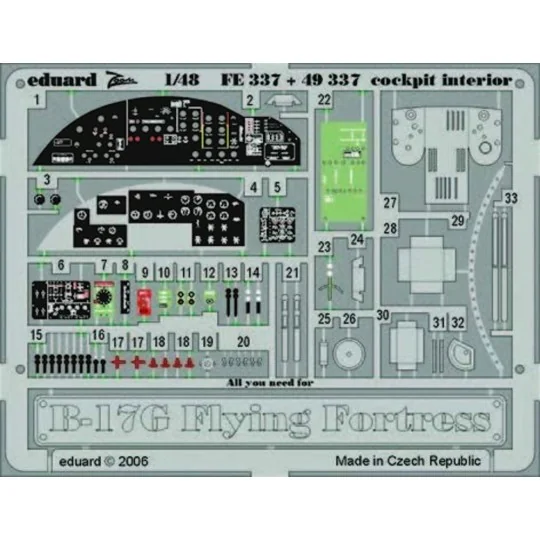 B-17G Flying Fortress cockpit interior für Revell/Monogram Bausatz,...