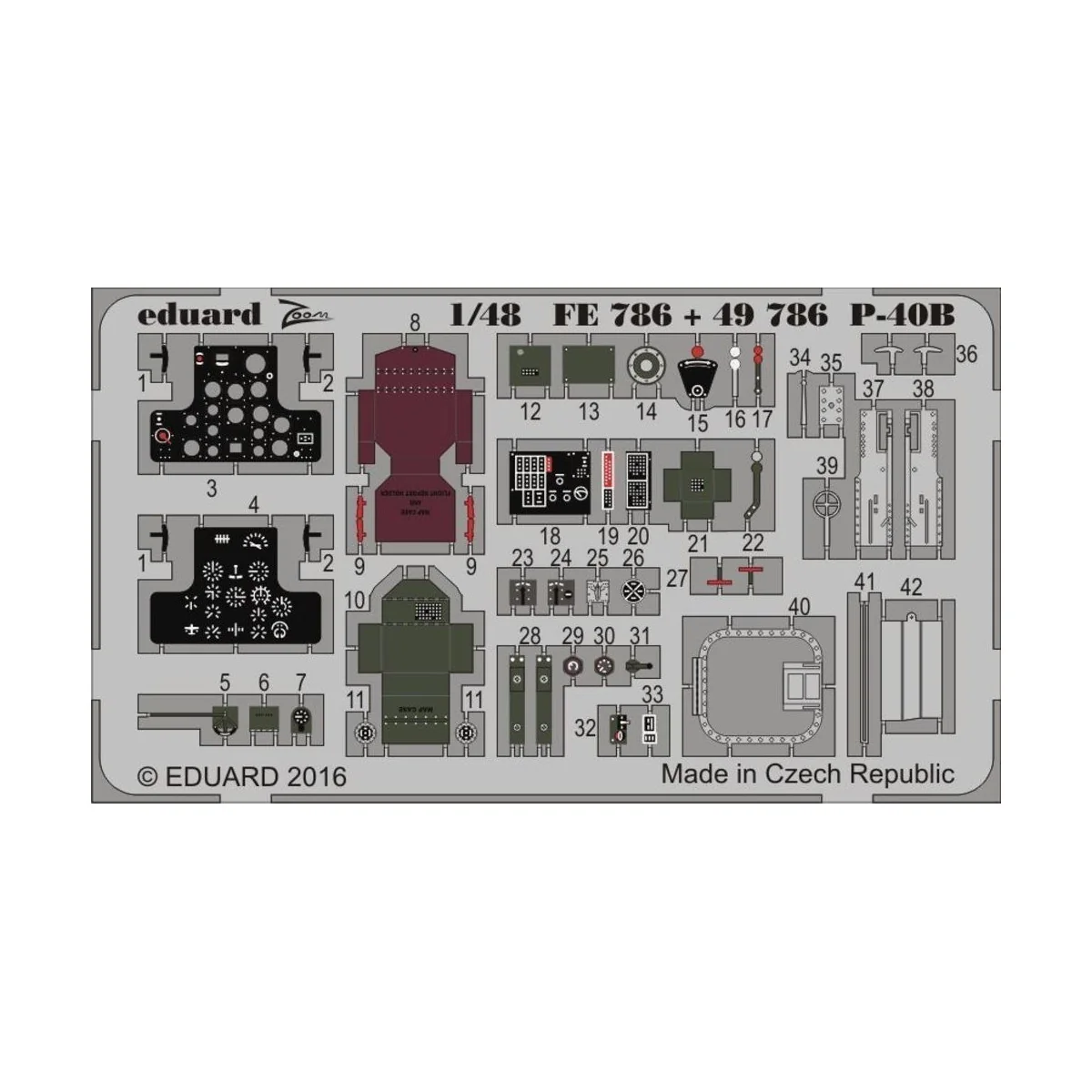 P-40B for Airfix, 1/48 - Eduard Accessories 49786