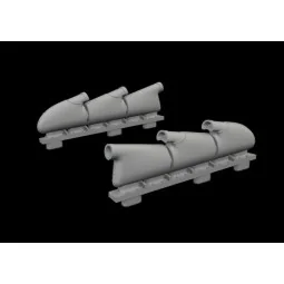 Spitfire Mk.V three-stacks exhaust rounded PRINT for Eduard, 1/72 -...