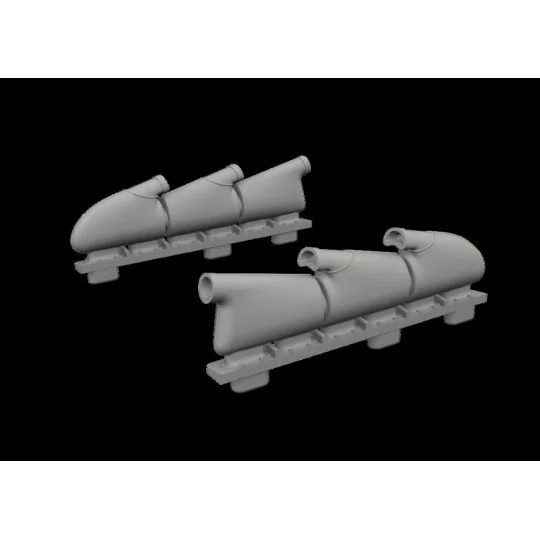 Spitfire Mk.V three-stacks exhaust rounded PRINT for Eduard, 1/72 -...