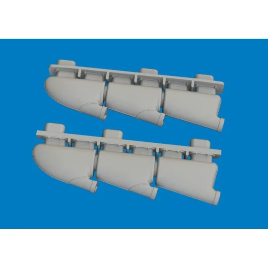 Spitfire Mk.V three-stacks exhaust rounded PRINT for Eduard, 1/72 -...