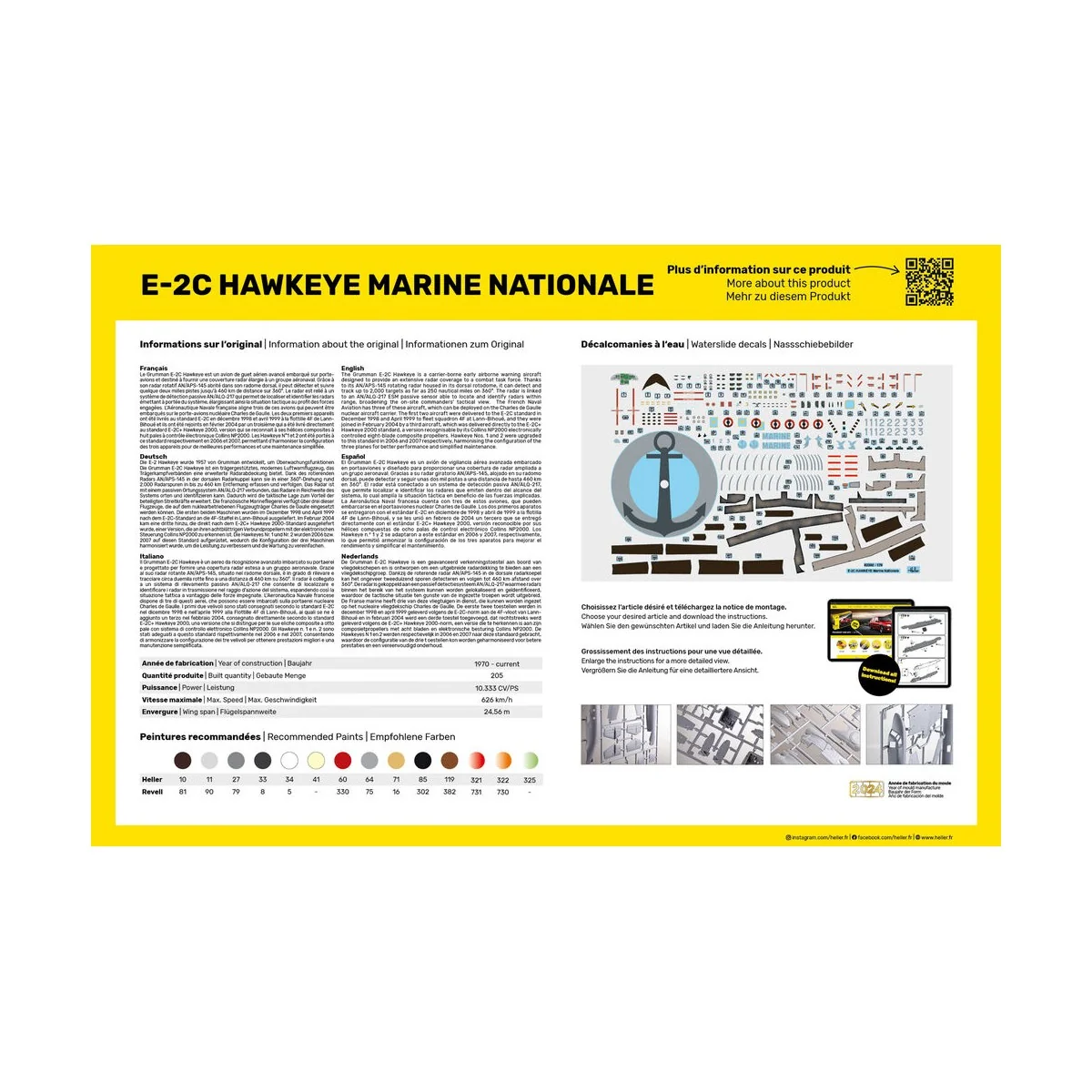 STARTER KIT E-2C Hawkeye Marine Nationale, 1/72 - Heller 58302