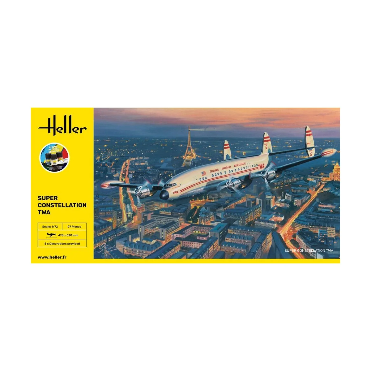 STARTER KIT Super Constellation TWA, 1/72 - Heller 58391 STARTER KIT Super Constellation TWA, 1/72 - Heller 58391