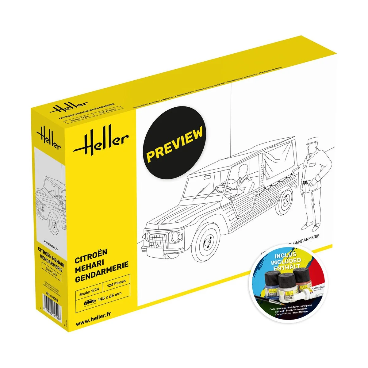STARTER KIT Citroen Mehari Gendarmerie, 1/24 - Heller 58702 STARTER KIT Citroen Mehari Gendarmerie, 1/24 - Heller 58702