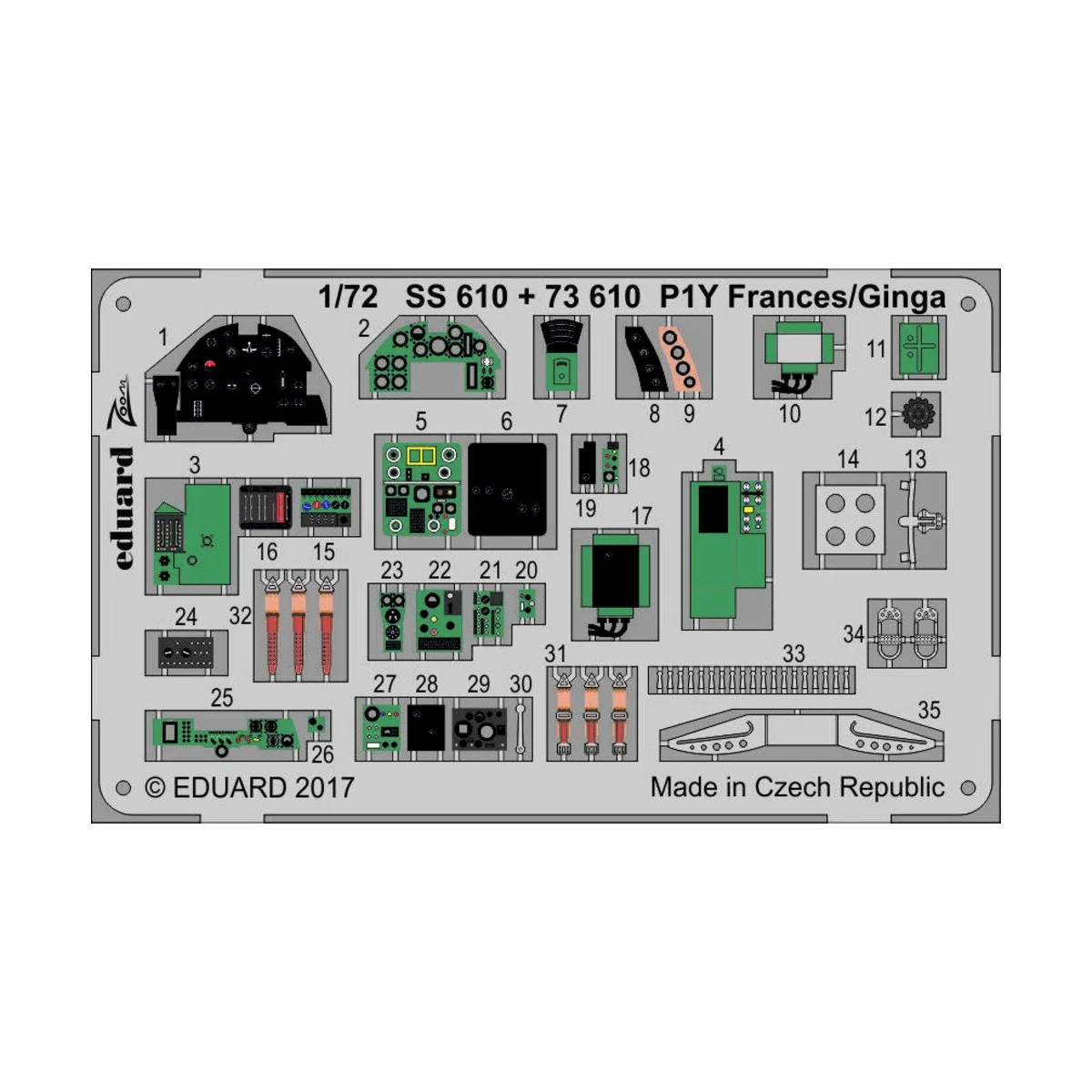 P1Y Frances/Ginga for Hasegawa, 1/72 - Eduard Accessories 73610